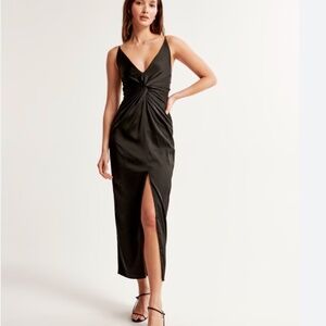 Abercrombie & Fitch Black draped Twist-Front Maxi Dress
